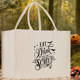 Halloween Trick or Treat Tote Bag Halloween Tote Bag for Kids Halloween Gift Halloween Candy Bag Halloween Doodles Cute Canvas Tote Bag - Aaria Tees Aaria Tees
