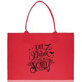 Halloween Trick or Treat Tote Bag Halloween Tote Bag for Kids Halloween Gift Halloween Candy Bag Halloween Doodles Cute Canvas Tote Bag - Aaria Tees Aaria Tees