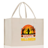 Halloween Trick or Treat Tote Bag Halloween Tote Bag for Kids Halloween Gift Halloween Candy Bag Halloween Doodles Cute Canvas Tote Bag - Aaria Tees Aaria Tees