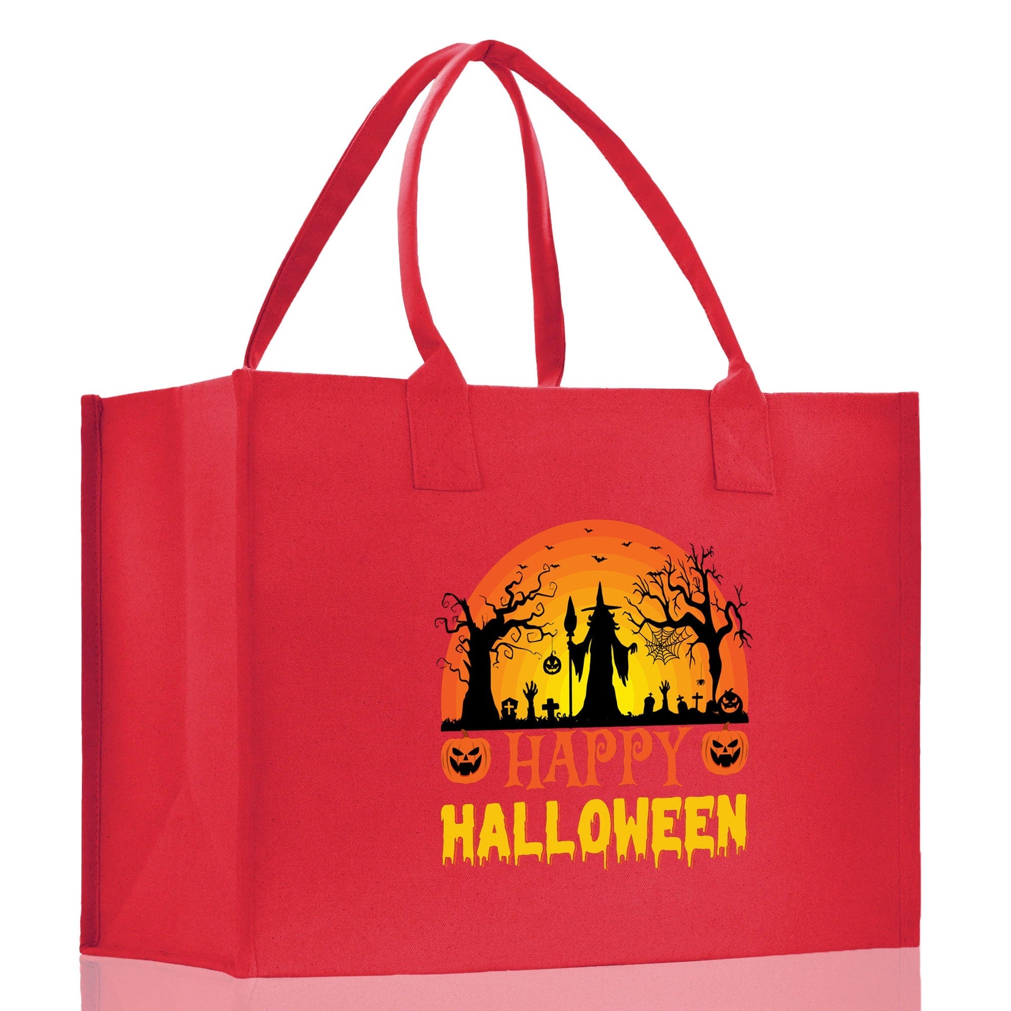 Halloween Trick or Treat Tote Bag Halloween Tote Bag for Kids Halloween Gift Halloween Candy Bag Halloween Doodles Cute Canvas Tote Bag - Aaria Tees Aaria Tees