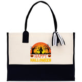 Halloween Trick or Treat Tote Bag Halloween Tote Bag for Kids Halloween Gift Halloween Candy Bag Halloween Doodles Cute Canvas Tote Bag - Aaria Tees Aaria Tees