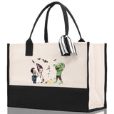 Halloween Trick or Treat Tote Bag Halloween Tote Bag for Kids Halloween Gift Halloween Candy Bag Halloween Doodles Cute Canvas Tote Bag - Aaria Tees Aaria Tees