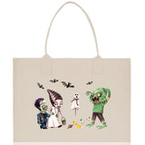 Halloween Trick or Treat Tote Bag Halloween Tote Bag for Kids Halloween Gift Halloween Candy Bag Halloween Doodles Cute Canvas Tote Bag - Aaria Tees Aaria Tees