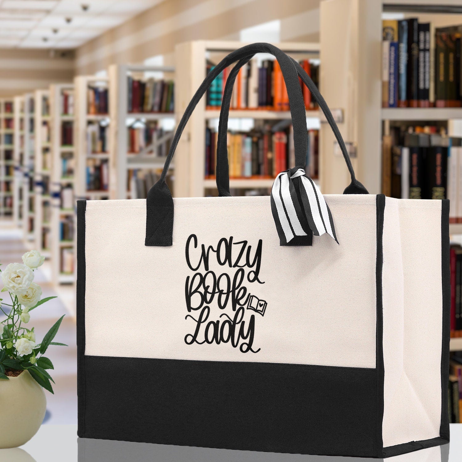 Crazy Book Lady Tote Bag Bookworm Gift Book Quotes Party Gift Book Lover Tote Book Canvas Tote Bag Birthday Gift Library Bag Grocery Bag - Aaria Tees Aaria Tees