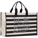 Take Me To The Beach Cabana Tote Bag XL - Oversized Chic Tote Bag with Zipper and Inner Pocket - Beach Bag for Women - Weekender Beach Tote - Aaria Tees Aaria Tees