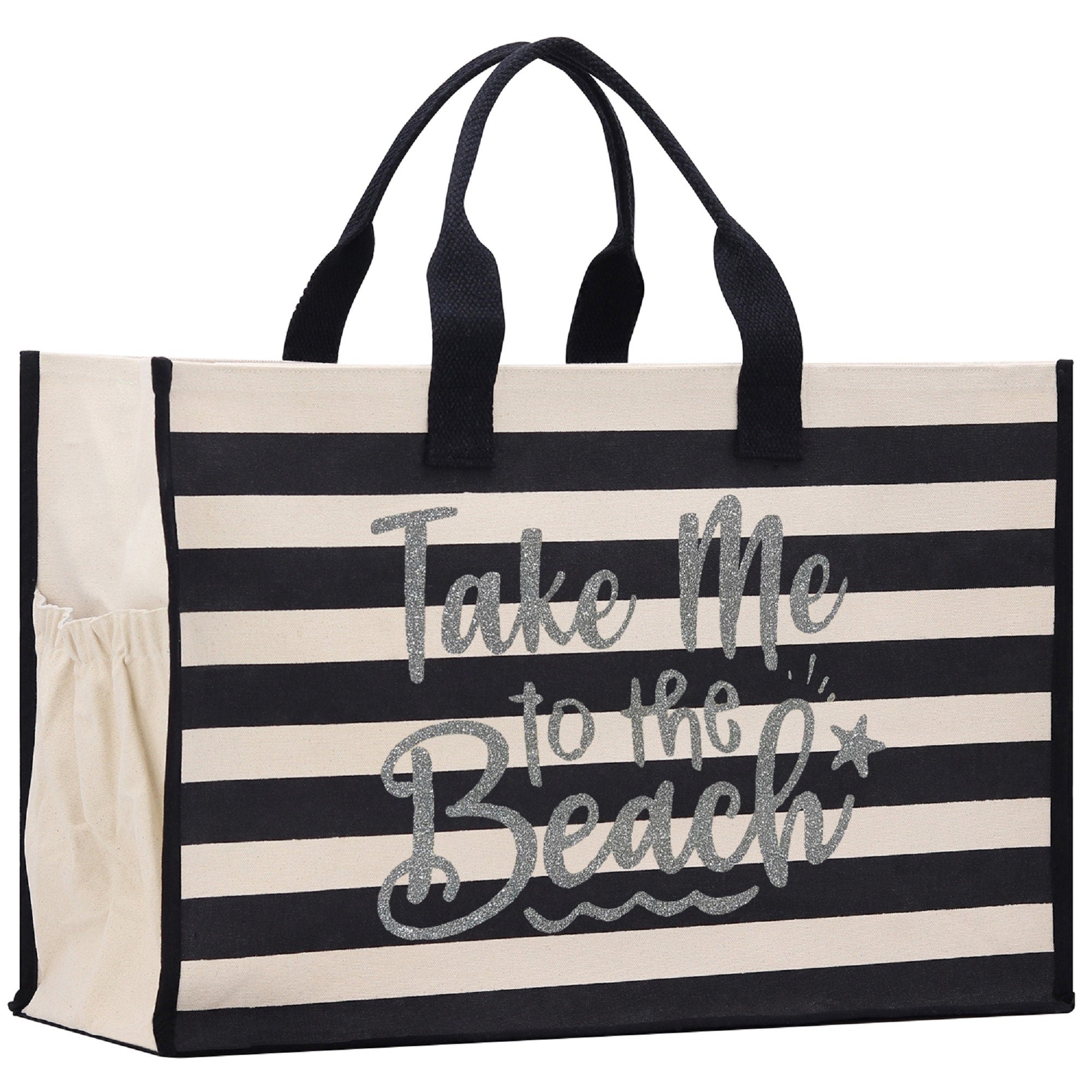 Take Me To The Beach Cabana Tote Bag XL - Oversized Chic Tote Bag with Zipper and Inner Pocket - Beach Bag for Women - Weekender Beach Tote - Aaria Tees Aaria Tees