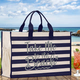 Take Me To The Beach Cabana Tote Bag XL - Oversized Chic Tote Bag with Zipper and Inner Pocket - Beach Bag for Women - Weekender Beach Tote - Aaria Tees Aaria Tees