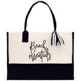 Beach Essentials Tote Bag Beach Vacation Tote Bag Summer Beach Canvas Tote Bag Large Canvas Beach Bag Weekender Tote Bag - Aaria Tees Aaria Tees