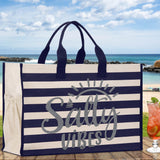 Salty Vibes Cabana Tote Bag XL - Oversized Chic Tote Bag with Zipper and Inner Pocket - Beach Bag for Women - Weekender Beach Tote - Aaria Tees Aaria Tees