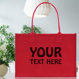 Customized Embroidered Name Tote Bag 100% Cotton Canvas and a Chic Personalized Tote Bag, Beach Bag, Market Bag, Bridesmaid Bag - Red - Aaria Tees Aaria Tees