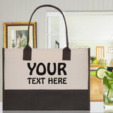 Customized Embroidered Name Tote Bag 100% Cotton Canvas and a Chic Personalized Tote Bag, Beach Bag, Market Bag, Bridesmaid Bag - Brown - Aaria Tees Aaria Tees