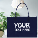 Customized Embroidered Name Tote Bag 100% Cotton Canvas and a Chic Personalized Tote Bag, Beach Bag, Market Bag, Bridesmaid Bag - Navy - Aaria Tees Aaria Tees