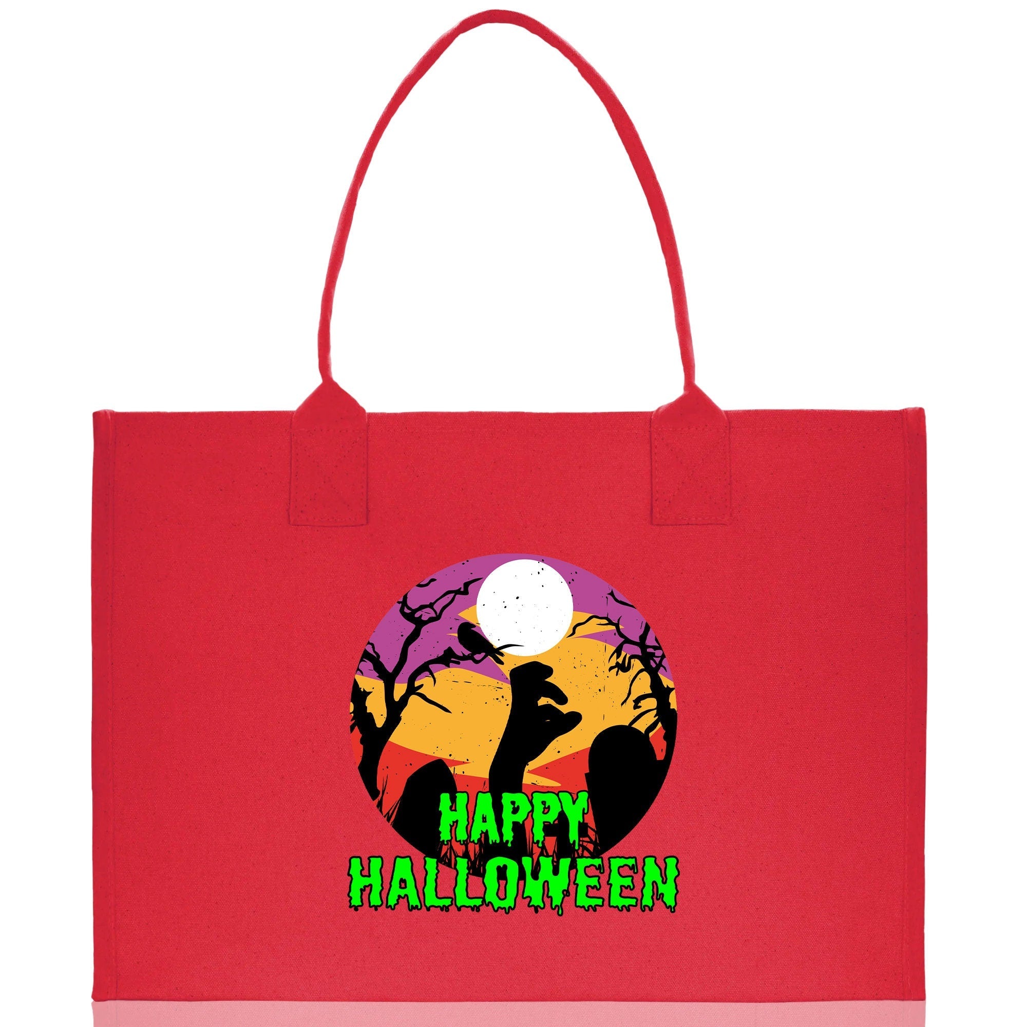 Halloween Trick or Treat Tote Bag Halloween Tote Bag for Kids Halloween Gift Halloween Candy Bag Halloween Doodles Cute Canvas Tote Bag - Aaria Tees Aaria Tees