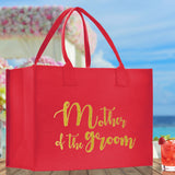 Mother of The Groom Large Print Tote Bag 100% Cotton Canvas Bridal Party Tote Bachelorette Bag Bridal Chic Tote Bags Wedding Totes - Aaria Tees Aaria Tees