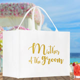 Mother of The Groom Large Print Tote Bag 100% Cotton Canvas Bridal Party Tote Bachelorette Bag Bridal Chic Tote Bags Wedding Totes - Aaria Tees Aaria Tees