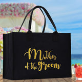 Mother of The Groom Large Print Tote Bag 100% Cotton Canvas Bridal Party Tote Bachelorette Bag Bridal Chic Tote Bags Wedding Totes - Aaria Tees Aaria Tees