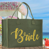 Bride Large Print Tote Bag 100% Cotton Canvas Bridal Party Tote Bachelorette Bag Bridal Chic Tote Bags Wedding Totes - Aaria Tees Aaria Tees