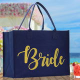 Bride Large Print Tote Bag 100% Cotton Canvas Bridal Party Tote Bachelorette Bag Bridal Chic Tote Bags Wedding Totes - Aaria Tees Aaria Tees