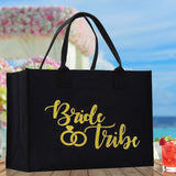Bride & Tribe Large Print Tote Bag 100% Cotton Canvas Bridal Party Tote Bachelorette Bag Bridal Chic Tote Bags Wedding Totes - Aaria Tees Aaria Tees
