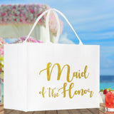 Maid of The Honor Large Print Tote Bag 100% Cotton Canvas Bridal Party Tote Bachelorette Bag Bridal Chic Tote Bags Wedding Totes - Aaria Tees Aaria Tees