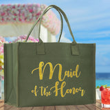 Maid of The Honor Large Print Tote Bag 100% Cotton Canvas Bridal Party Tote Bachelorette Bag Bridal Chic Tote Bags Wedding Totes - Aaria Tees Aaria Tees