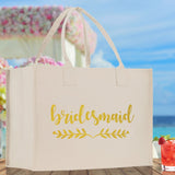 Bridesmaid Large Print Tote Bag 100% Cotton Canvas Bridal Party Tote Bachelorette Bag Bridal Chic Tote Bags Wedding Totes - Aaria Tees Aaria Tees