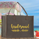 Bridesmaid Large Print Tote Bag 100% Cotton Canvas Bridal Party Tote Bachelorette Bag Bridal Chic Tote Bags Wedding Totes - Aaria Tees Aaria Tees
