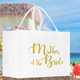 Mother of The Bride Large Print Tote Bag 100% Cotton Canvas Bridal Party Tote Bachelorette Bag Bridal Chic Tote Bags Wedding Totes - Aaria Tees Aaria Tees