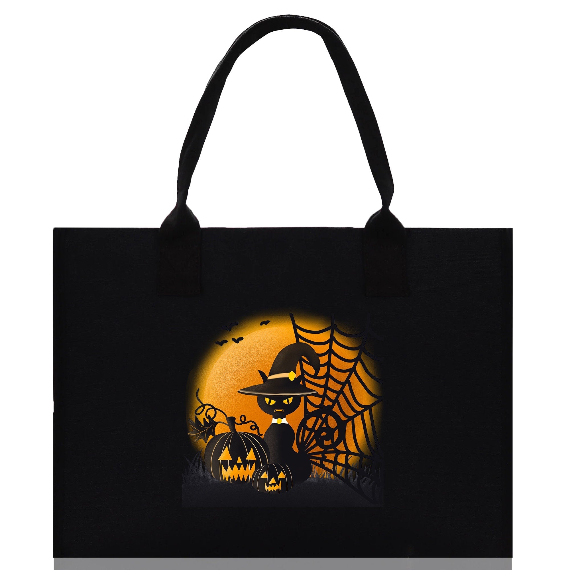 Halloween Trick or Treat Tote Bag Halloween Tote Bag for Kids Halloween Gift Halloween Candy Bag Halloween Doodles Cute Canvas Tote Bag - Aaria Tees Aaria Tees