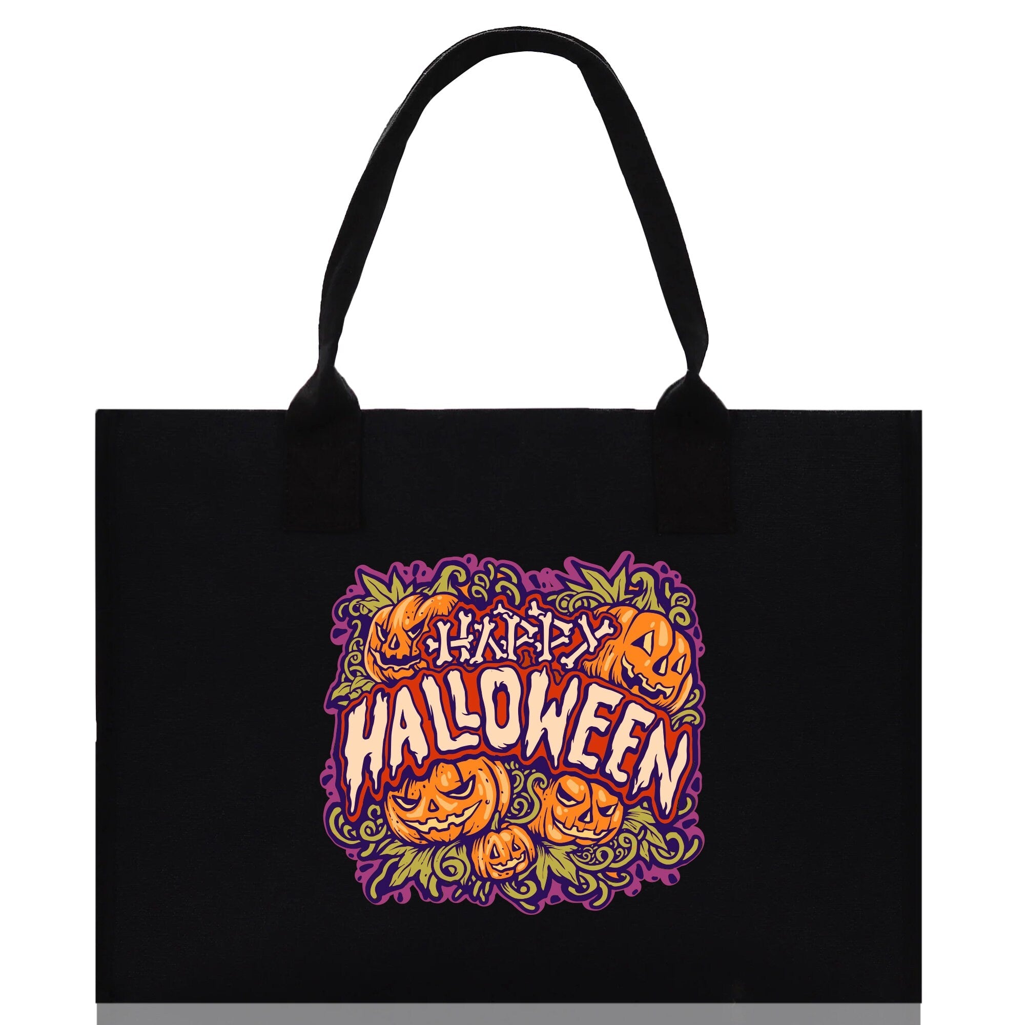 Halloween Trick or Treat Tote Bag Halloween Tote Bag for Kids Halloween Gift Halloween Candy Bag Halloween Doodles Cute Canvas Tote Bag - Aaria Tees Aaria Tees