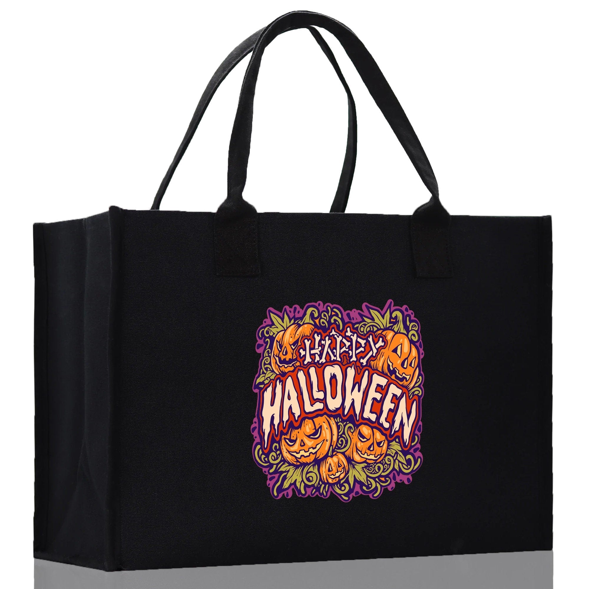 Halloween Trick or Treat Tote Bag Halloween Tote Bag for Kids Halloween Gift Halloween Candy Bag Halloween Doodles Cute Canvas Tote Bag - Aaria Tees Aaria Tees