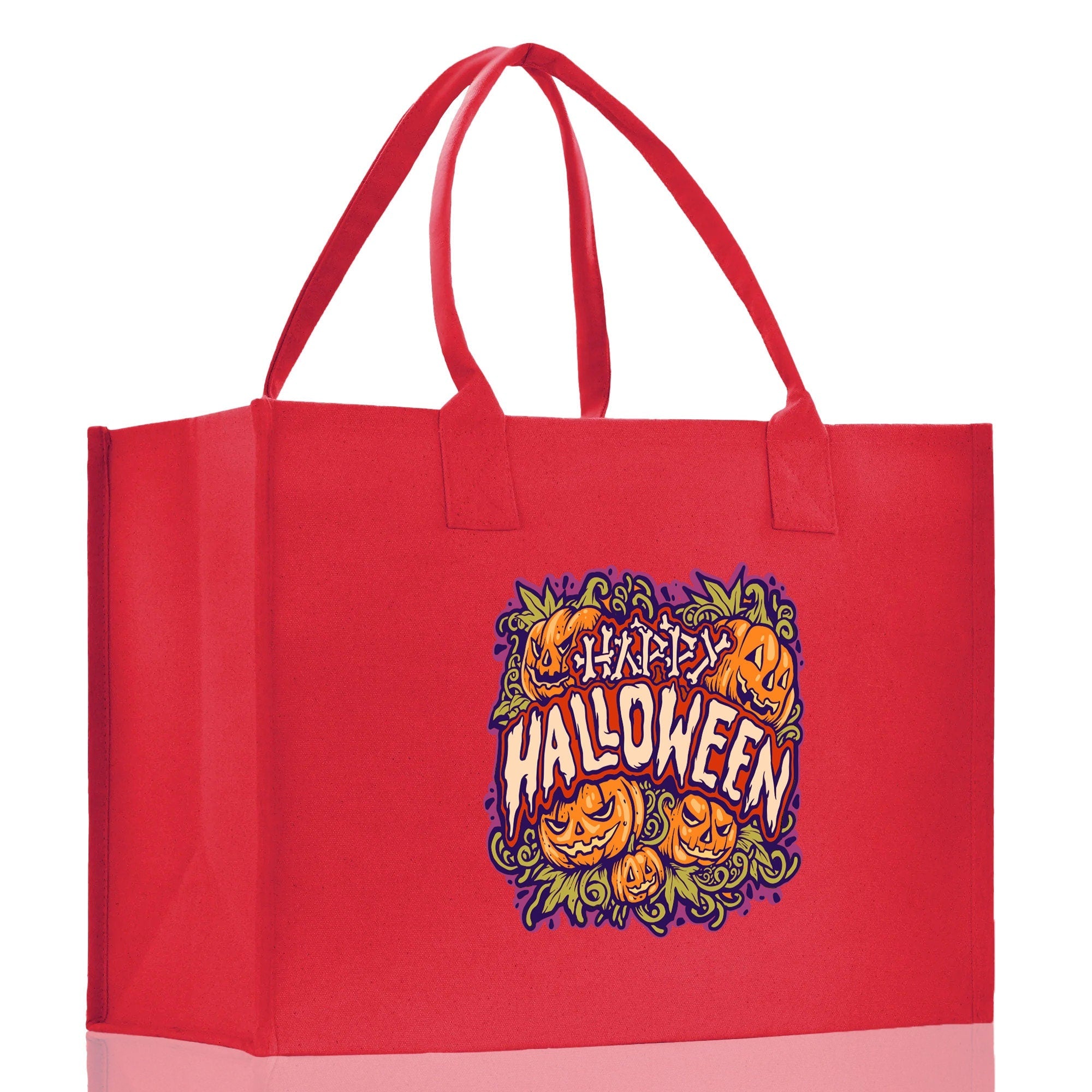 Halloween Trick or Treat Tote Bag Halloween Tote Bag for Kids Halloween Gift Halloween Candy Bag Halloween Doodles Cute Canvas Tote Bag - Aaria Tees Aaria Tees