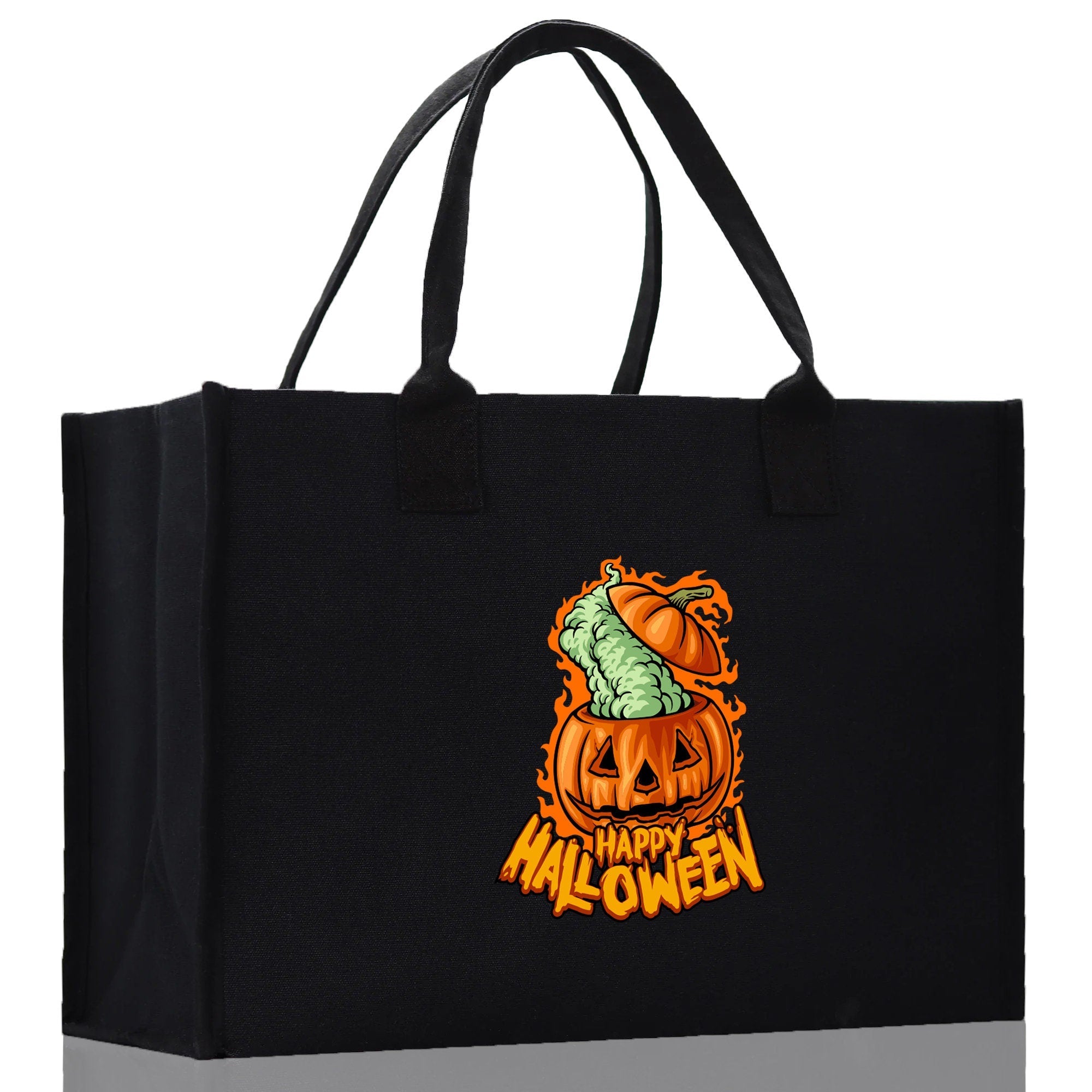 Halloween Trick or Treat Tote Bag Halloween Tote Bag for Kids Halloween Gift Halloween Candy Bag Halloween Doodles Cute Canvas Tote Bag - Aaria Tees Aaria Tees