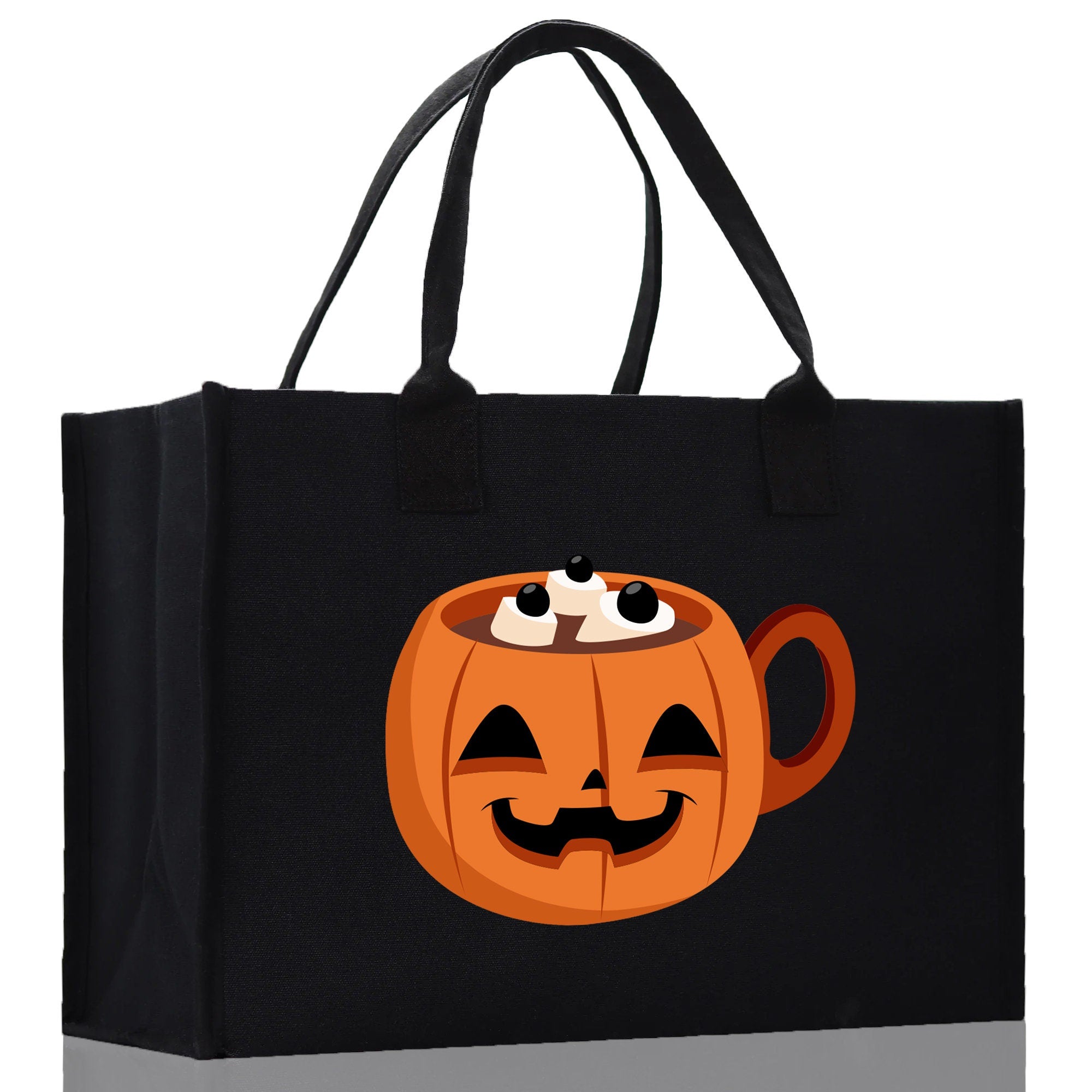 Halloween Trick or Treat Tote Bag Halloween Tote Bag for Kids Halloween Gift Halloween Candy Bag Halloween Doodles Cute Canvas Tote Bag - Aaria Tees Aaria Tees