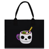 Halloween Trick or Treat Tote Bag Halloween Tote Bag for Kids Halloween Gift Halloween Candy Bag Halloween Doodles Cute Canvas Tote Bag - Aaria Tees Aaria Tees