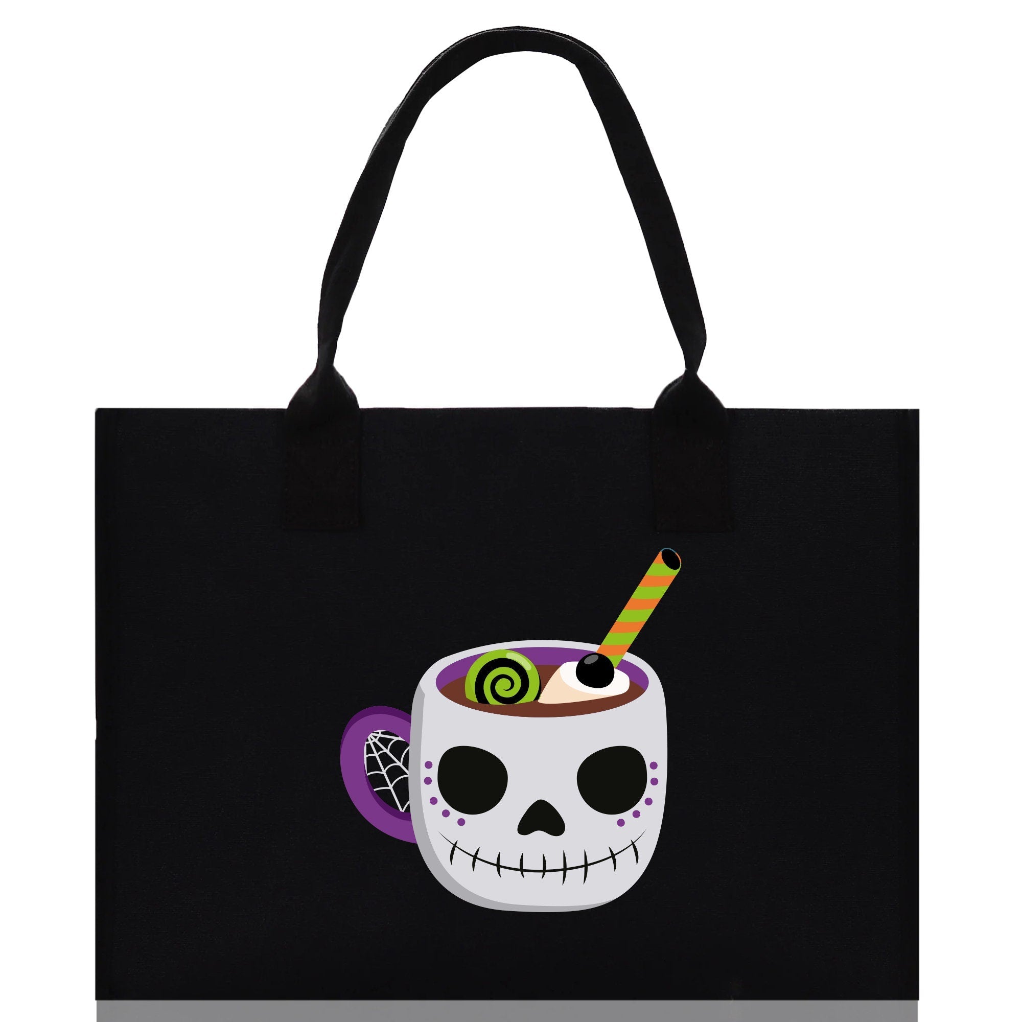 Halloween Trick or Treat Tote Bag Halloween Tote Bag for Kids Halloween Gift Halloween Candy Bag Halloween Doodles Cute Canvas Tote Bag - Aaria Tees Aaria Tees