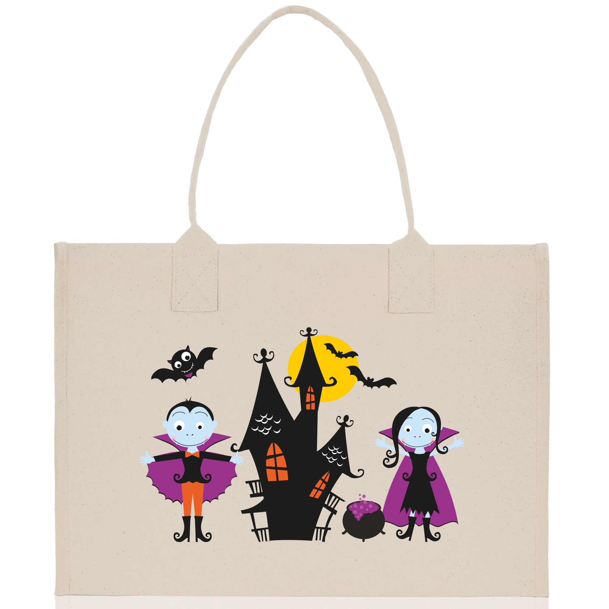 Halloween Trick or Treat Tote Bag Halloween Tote Bag for Kids Halloween Gift Halloween Candy Bag Halloween Doodles Cute Canvas Tote Bag - Aaria Tees Aaria Tees