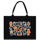 Halloween Trick or Treat Tote Bag Halloween Tote Bag for Kids Halloween Gift Halloween Candy Bag Halloween Doodles Cute Canvas Tote Bag - Aaria Tees Aaria Tees