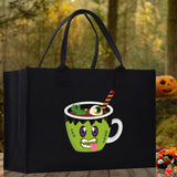 Halloween Trick or Treat Tote Bag Halloween Tote Bag for Kids Halloween Gift Halloween Candy Bag Halloween Doodles Cute Canvas Tote Bag - Aaria Tees Aaria Tees