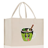 Halloween Trick or Treat Tote Bag Halloween Tote Bag for Kids Halloween Gift Halloween Candy Bag Halloween Doodles Cute Canvas Tote Bag - Aaria Tees Aaria Tees