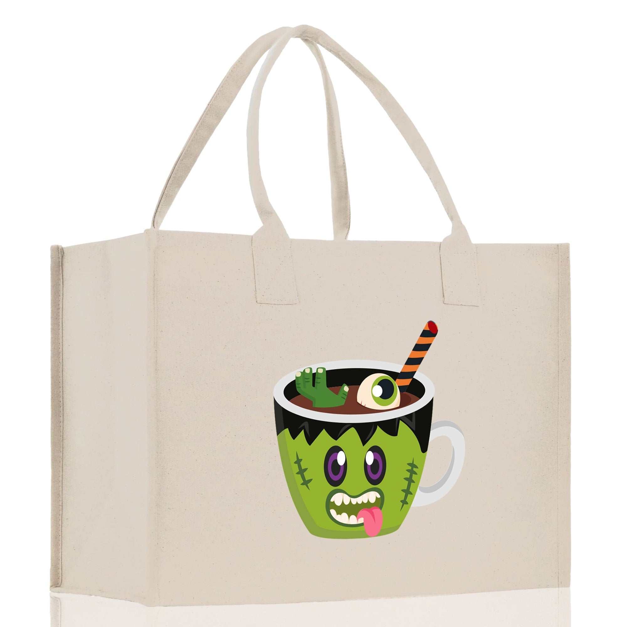 Halloween Trick or Treat Tote Bag Halloween Tote Bag for Kids Halloween Gift Halloween Candy Bag Halloween Doodles Cute Canvas Tote Bag - Aaria Tees Aaria Tees