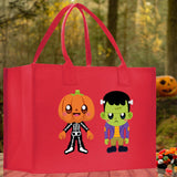 Halloween Trick or Treat Tote Bag Halloween Tote Bag for Kids Halloween Gift Halloween Candy Bag Halloween Doodles Cute Canvas Tote Bag - Aaria Tees Aaria Tees