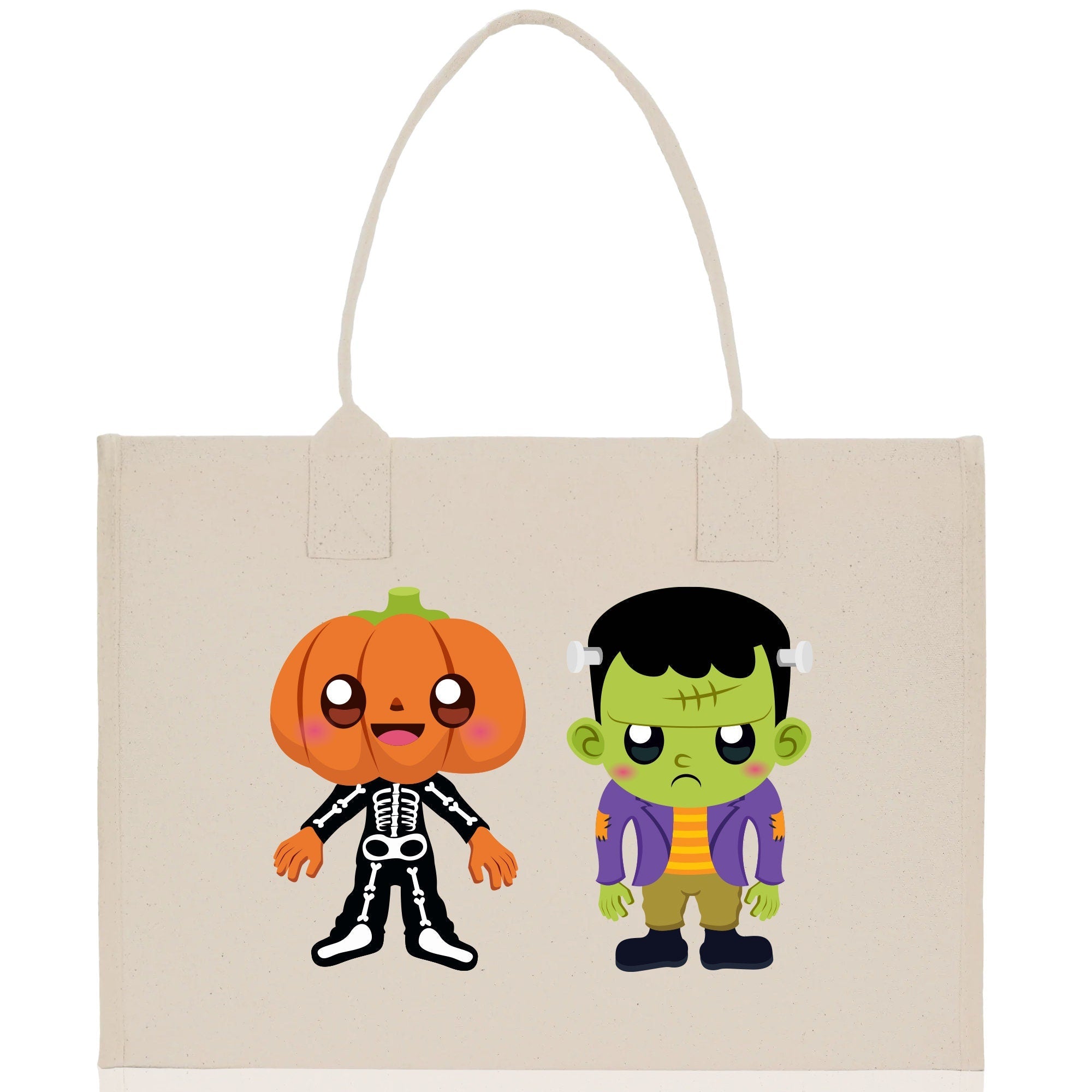 Halloween Trick or Treat Tote Bag Halloween Tote Bag for Kids Halloween Gift Halloween Candy Bag Halloween Doodles Cute Canvas Tote Bag - Aaria Tees Aaria Tees