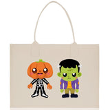Halloween Trick or Treat Tote Bag Halloween Tote Bag for Kids Halloween Gift Halloween Candy Bag Halloween Doodles Cute Canvas Tote Bag - Aaria Tees Aaria Tees