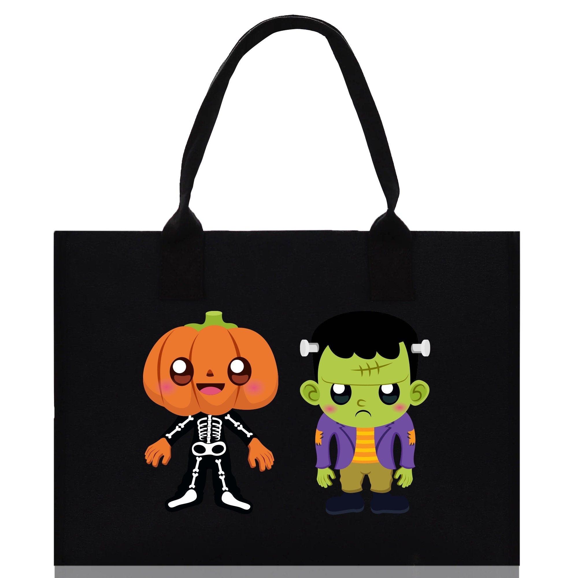 Halloween Trick or Treat Tote Bag Halloween Tote Bag for Kids Halloween Gift Halloween Candy Bag Halloween Doodles Cute Canvas Tote Bag - Aaria Tees Aaria Tees