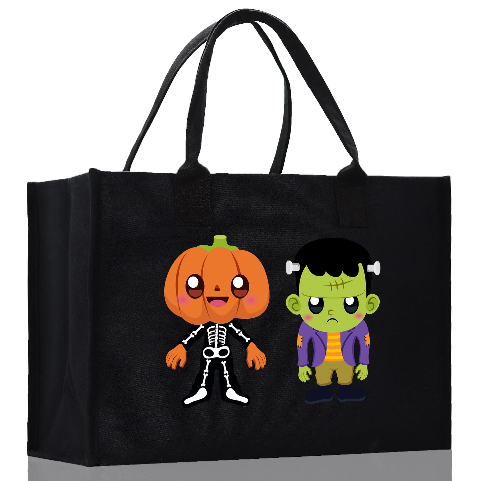 Halloween Trick or Treat Tote Bag Halloween Tote Bag for Kids Halloween Gift Halloween Candy Bag Halloween Doodles Cute Canvas Tote Bag - Aaria Tees Aaria Tees