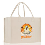 Halloween Trick or Treat Tote Bag Halloween Tote Bag for Kids Halloween Gift Halloween Candy Bag Halloween Doodles Cute Canvas Tote Bag - Aaria Tees Aaria Tees