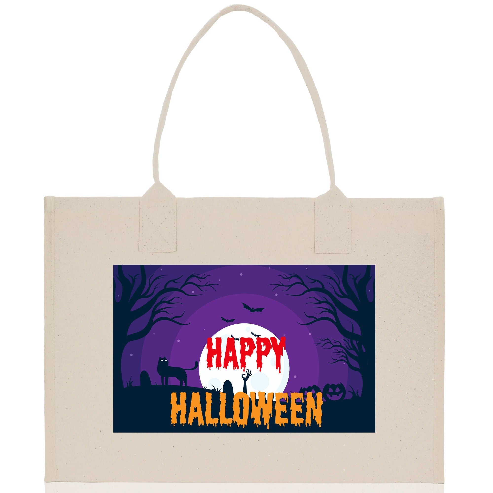 Halloween Trick or Treat Tote Bag Halloween Tote Bag for Kids Halloween Gift Halloween Candy Bag Halloween Doodles Cute Canvas Tote Bag - Aaria Tees Aaria Tees