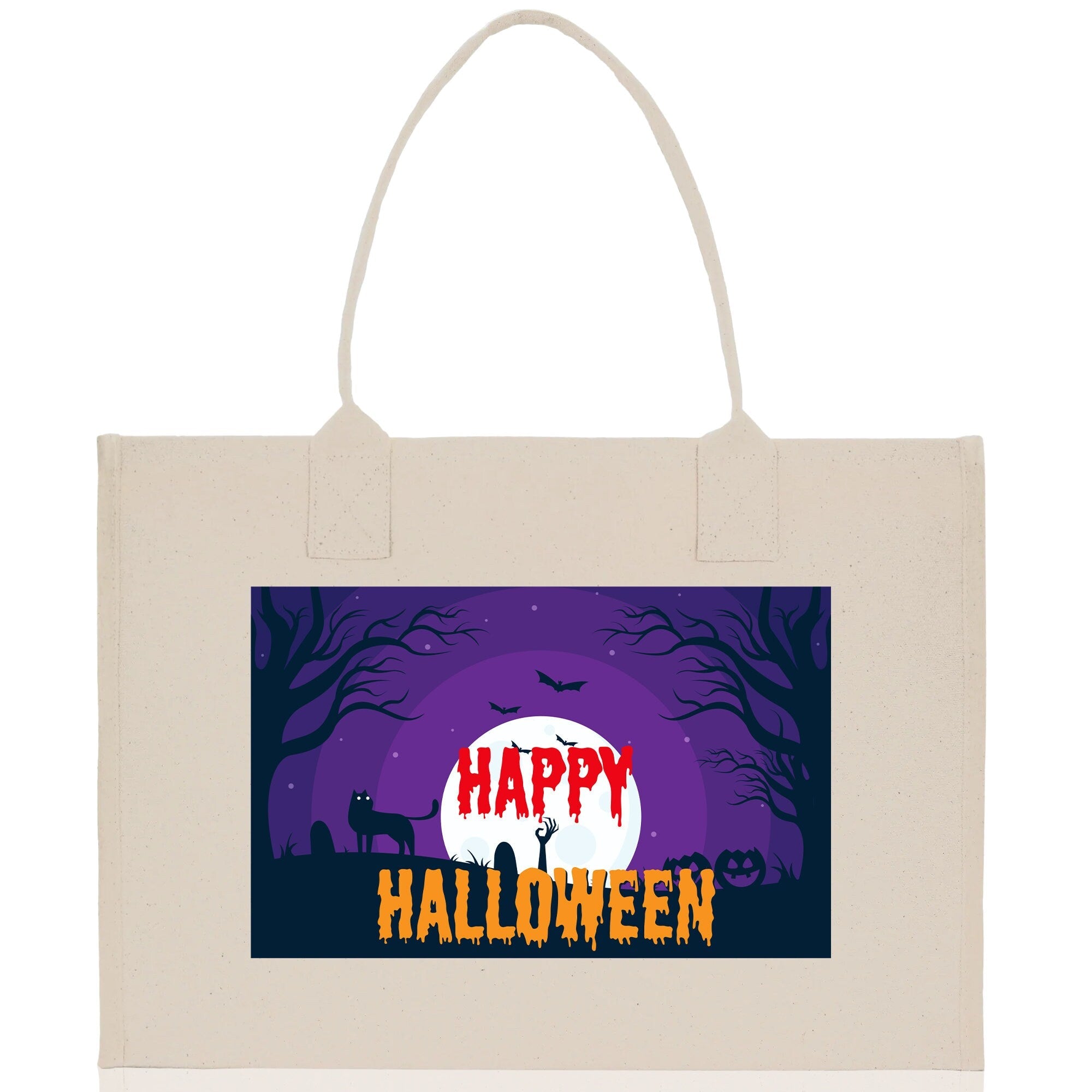 Halloween Trick or Treat Tote Bag Halloween Tote Bag for Kids Halloween Gift Halloween Candy Bag Halloween Doodles Cute Canvas Tote Bag - Aaria Tees Aaria Tees