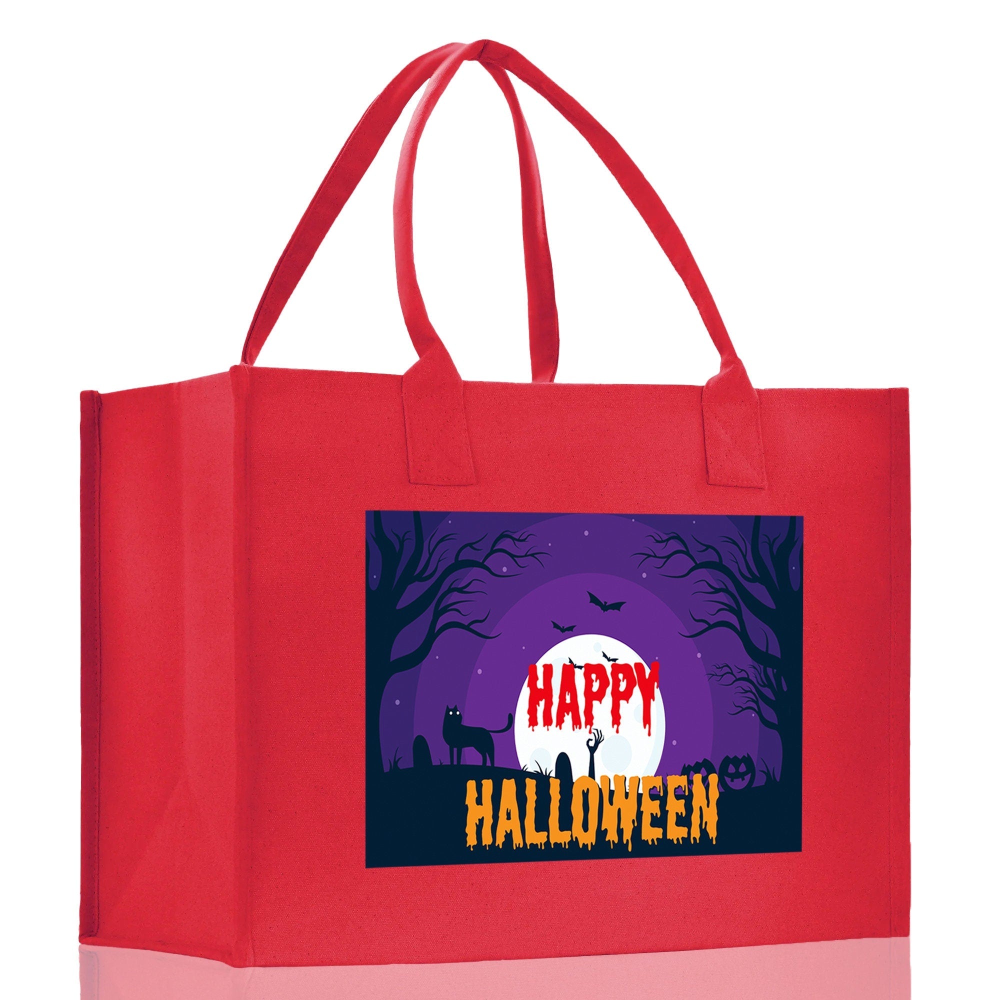Halloween Trick or Treat Tote Bag Halloween Tote Bag for Kids Halloween Gift Halloween Candy Bag Halloween Doodles Cute Canvas Tote Bag - Aaria Tees Aaria Tees